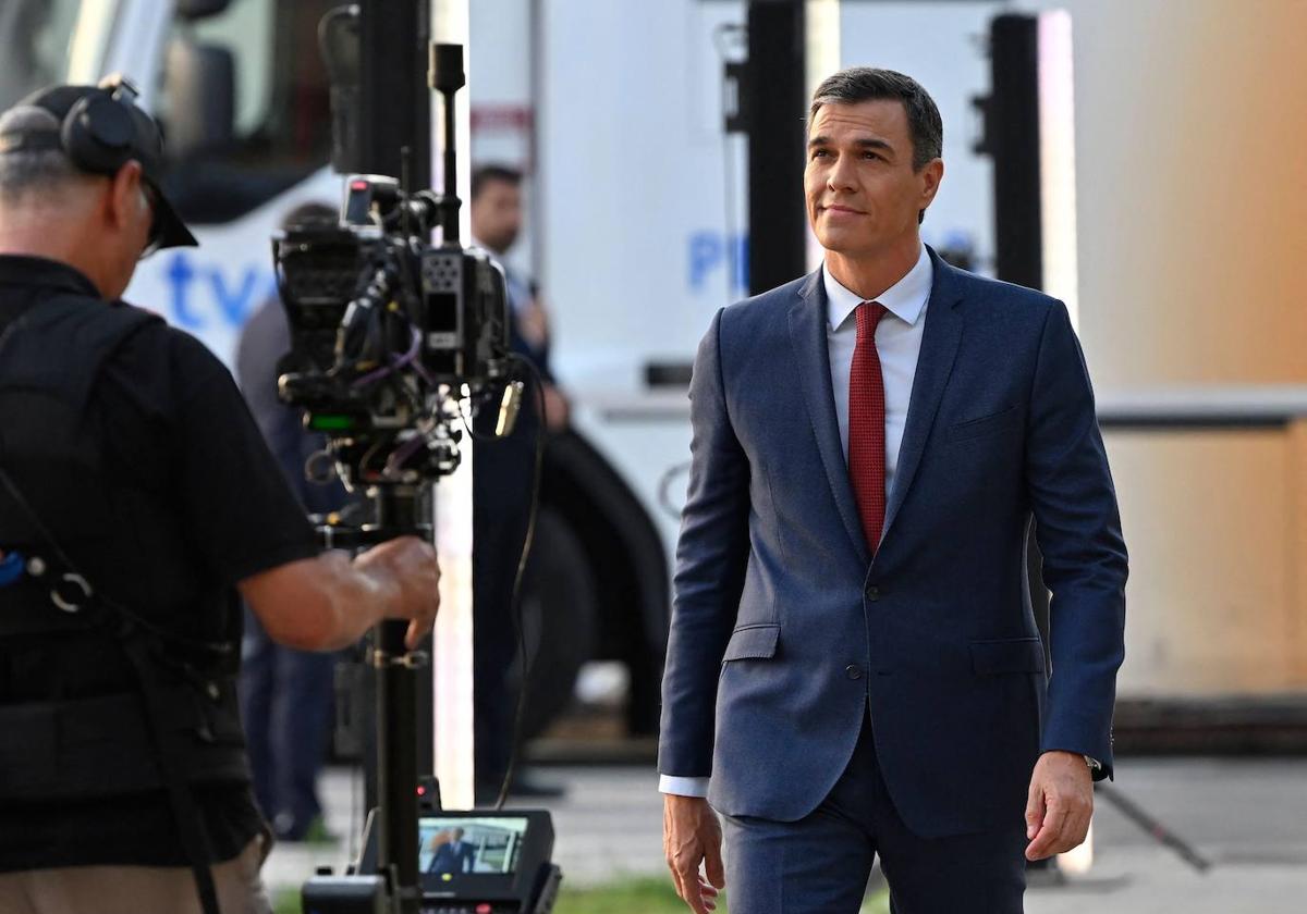 Pedro Sánchez, presidente del Gobierno, a su llegada al debate de RTVE