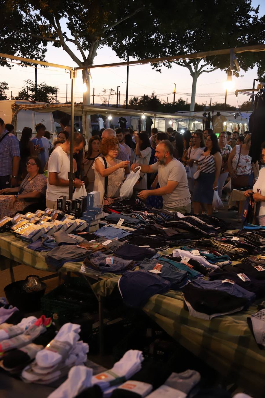 El bullicioso mercadillo del Arenal en horario nocturno, en imágenes