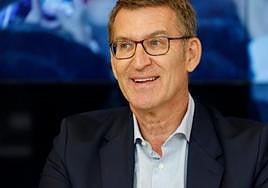 El líder del PP, Alberto Núñez Feijóo, este lunes en Génova
