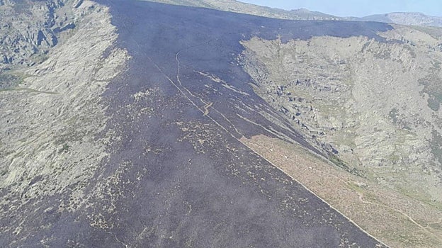 Superficie calcina en el fuego declarado en Aliseda de Tormes (Ávila) el 18 de julio y ya extinguido