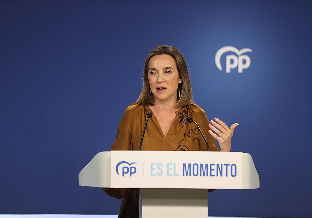 Cuca Gamarra, portavoz del Partido Popular, en la sede de la formación política