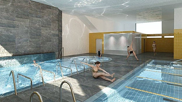 Proyecto de piscinas y gimnasio que se pensó para el cine Almirante