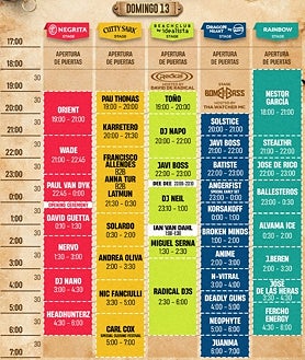 Imagen secundaria 2 - Imágenes de los horarios de viernes, sábado y domingo del Medusa Festival 2023