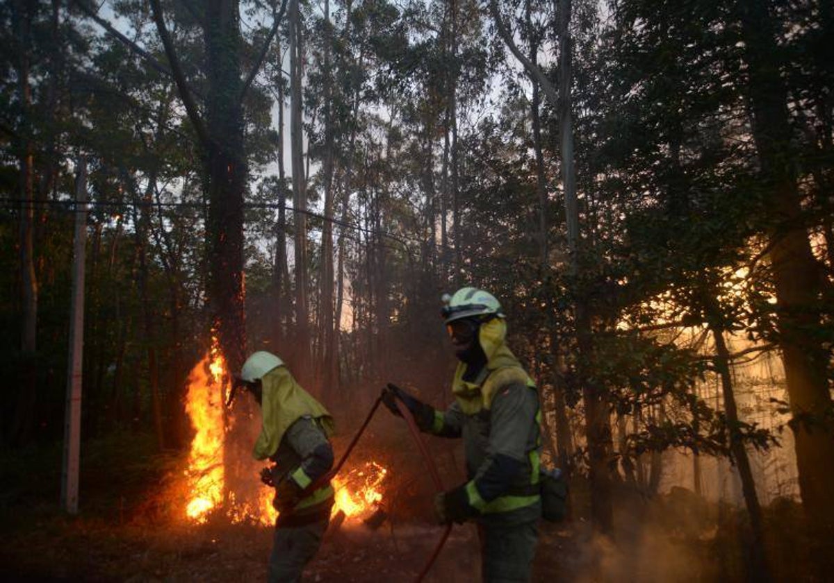 Labores de extinción del incendio declarado en Arteixo (La Coruña) el pasado día 9