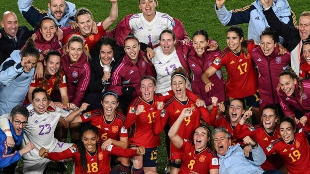 Imagen de la selección española tras el pase a la final