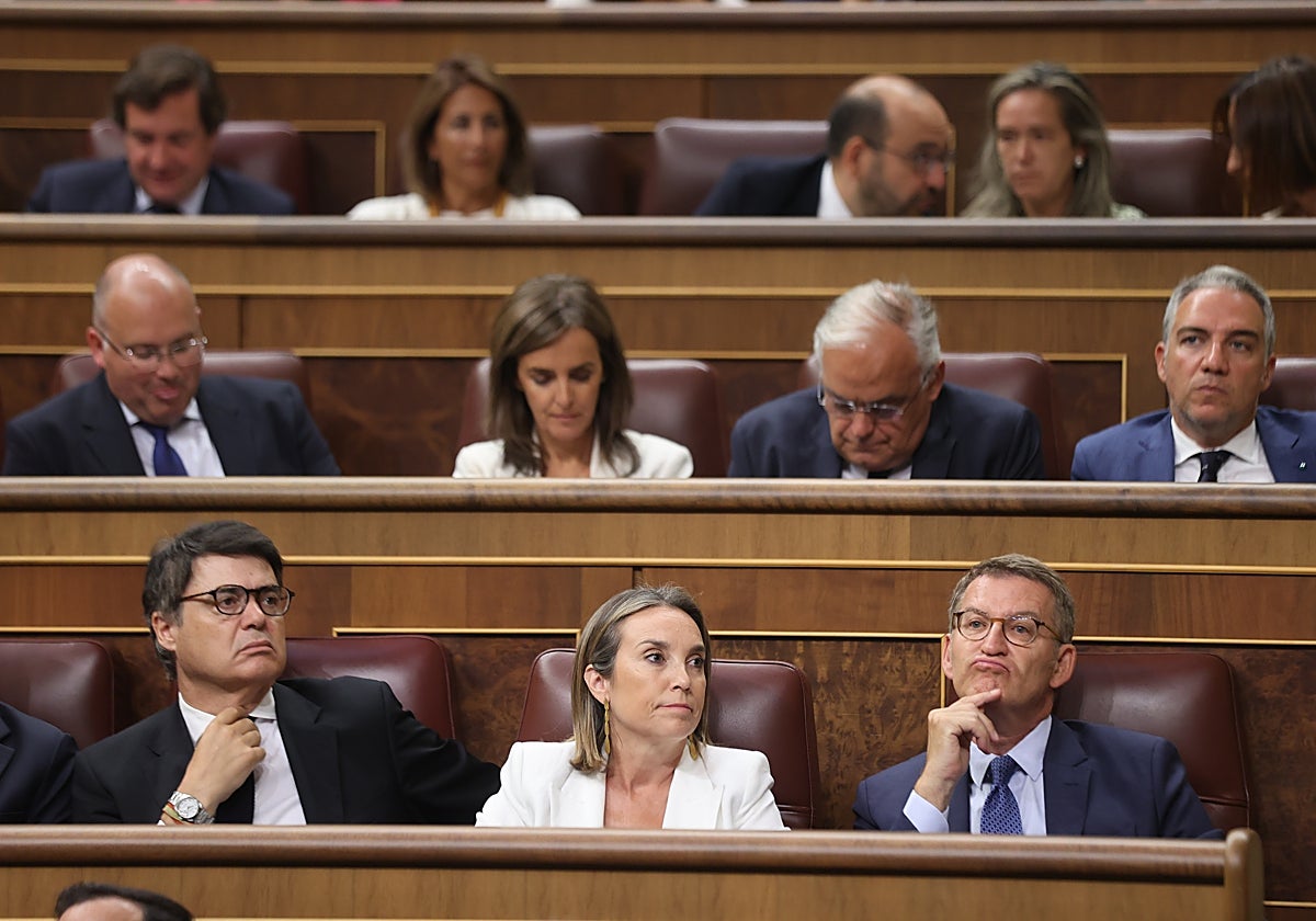 Alberto Núñez Feijóo, en la bancada del Grupo Popular el pasado 17 de agosto