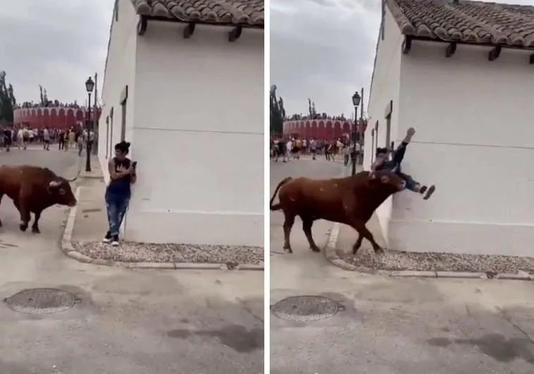 Una niña es atacada por un toro mientras mira su móvil en pleno encierro