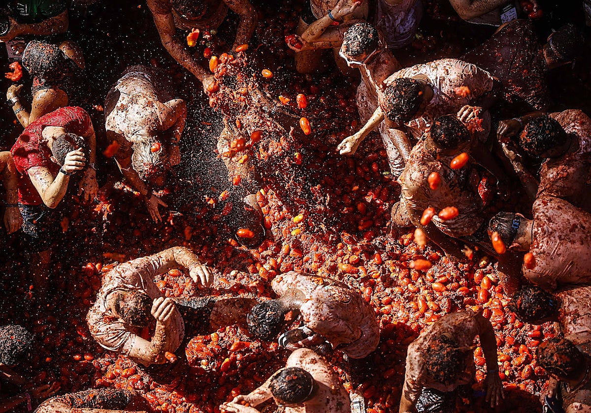 Imagen de archivo de la Tomatina de Buñol (Valencia)