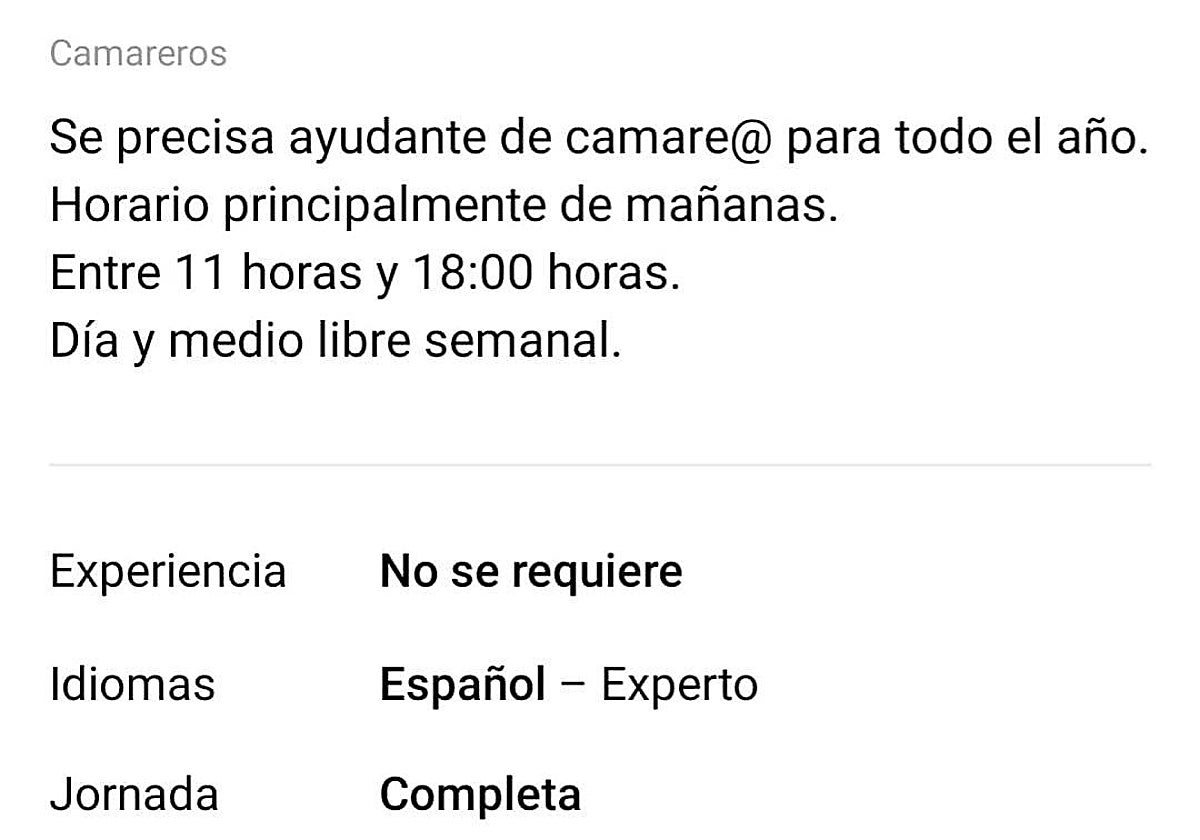 Imagen de la oferta de empleo denunciada por Jesús Soriano
