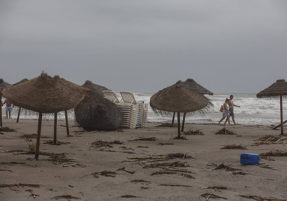 Imagen tomada esta mañana en la playa del Cabanyal de Valencia