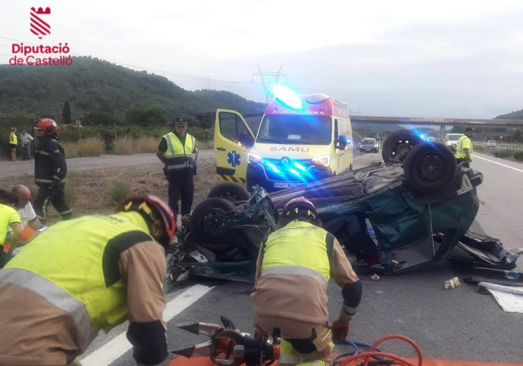 Imagen del fatal accidente cedida por el Consorcio de Bomberos de Castellón