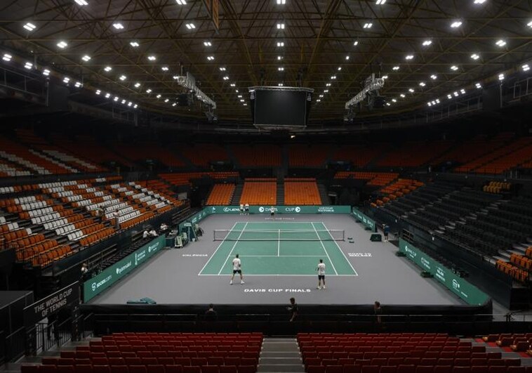 Imagen panorámica de la Fuente de San Luis preparada para la Copa Davis