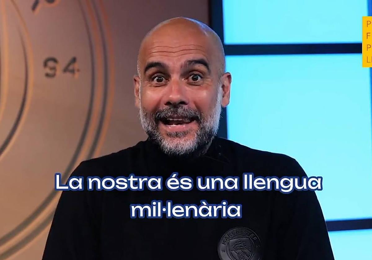 Guardiola, en el vídeo enviado por la 'Plataforma per la Llengua'