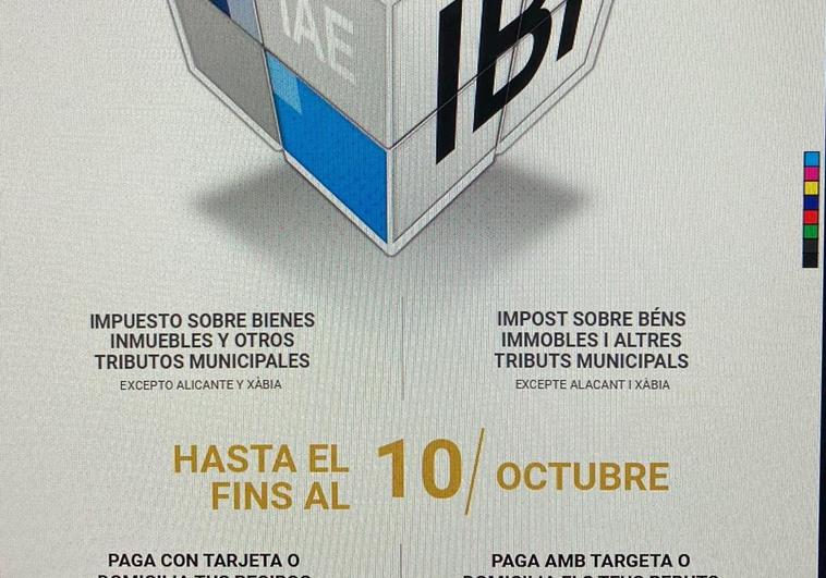 Imagen del cartel en valenciano de la campaña fiscal de la Diputación de Alicante