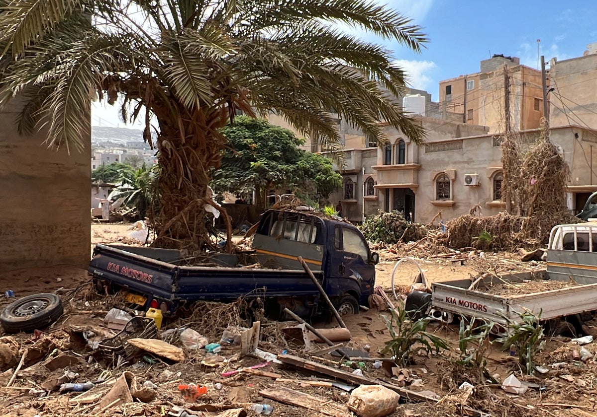 Destrucción provocada por la tormenta Daniel en Libia