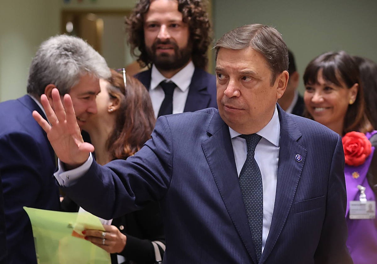 Luis Planas, minutos antes de participar en el Consejo de Ministros de Agricultura de la UE