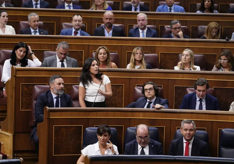 Pepa Millán (Vox) protesta desde su escaño contra el uso de lenguas cooficiales en el Congreso