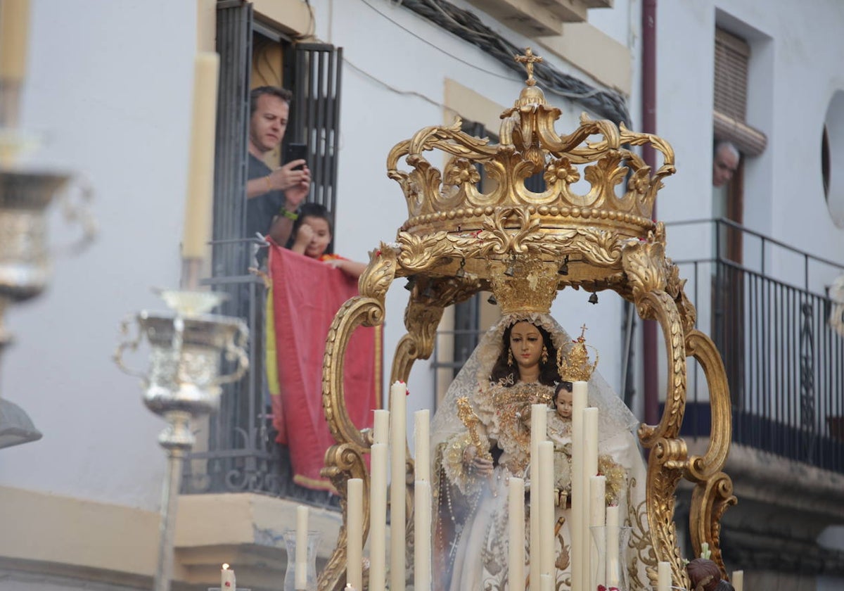 La Virgen del Socorro, durante su procesión de 2022