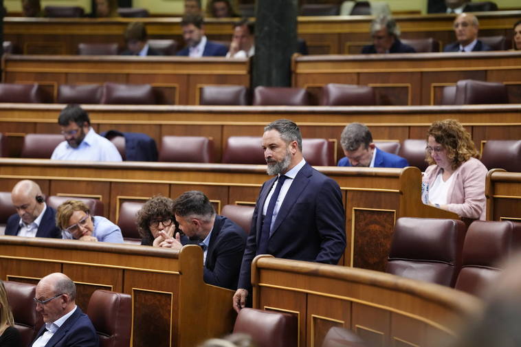 Santiago Abascal, líder de Vox, en el Congreso de los Diputados