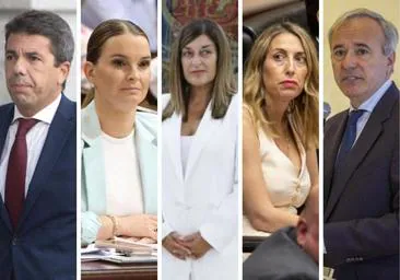 Los nuevos presidentes autonómicos del PP: Mazón (Valencia), Prohens (Baleares), Sáenz de Buruaga (Cantabria), Guardiola (Extremadura), Azcón (Aragón) y Capellán (La Rioja)