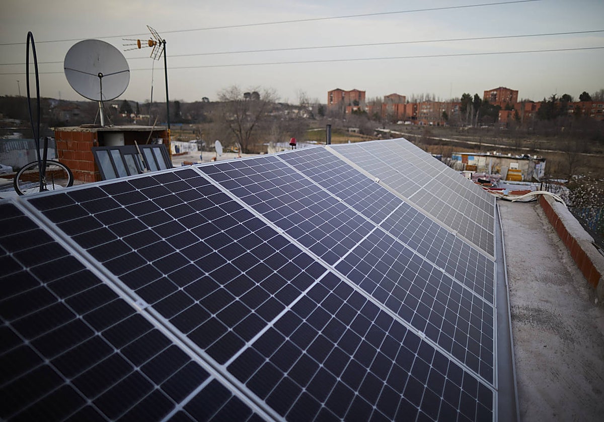 Placas solares en un edificio de Madrid