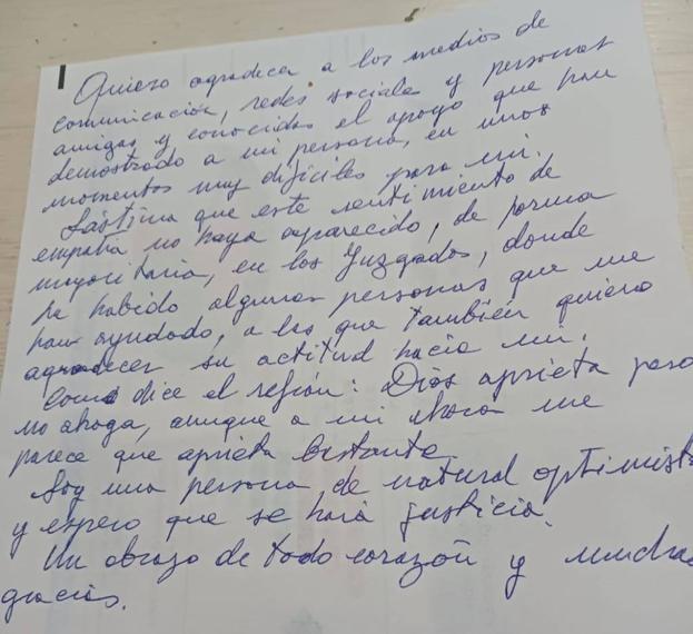 Carta de Pablo Rigo, de su puño y letra