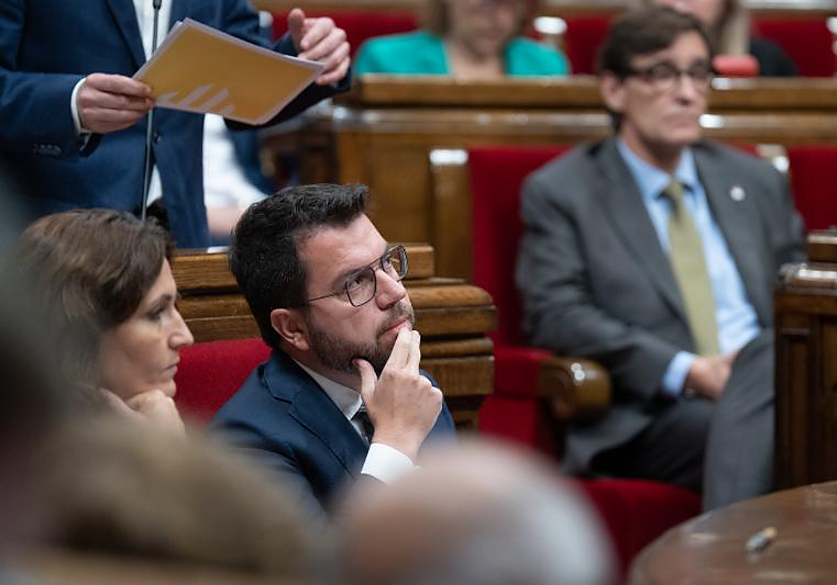Pere Aragonès, presidente de la Generalitat de Cataluña, esta semana en el Parlamento autonómico
