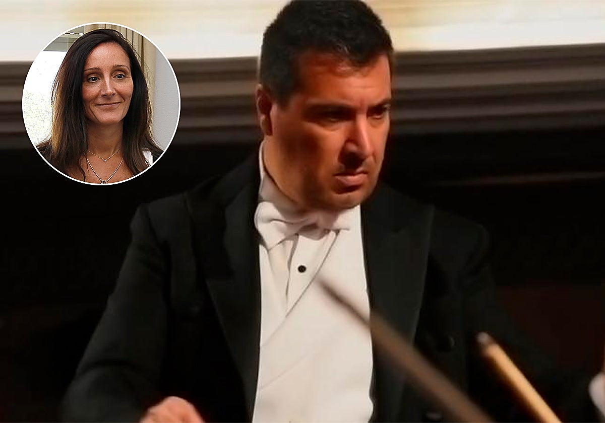 El perito Francisco Javier Torres Simón, dirigiendo una orquesta. Arriba, la juez María Núñez Bolaños