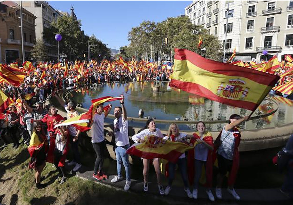 Manifestación constitucionalista en Barcelona, el 29 de octubre de 2017