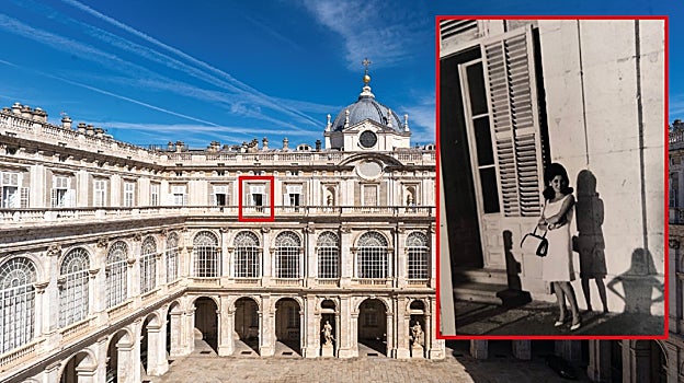 María José Aguilar-Tablada, en la terraza de la cuarta planta del Palacio Real, en 1964