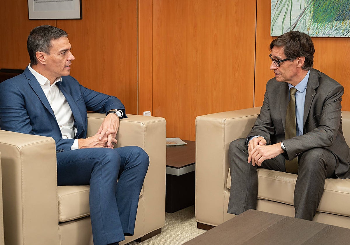 Pedro Sánchez y Salvador Illa, el pasado 4 de octubre, en Ferraz