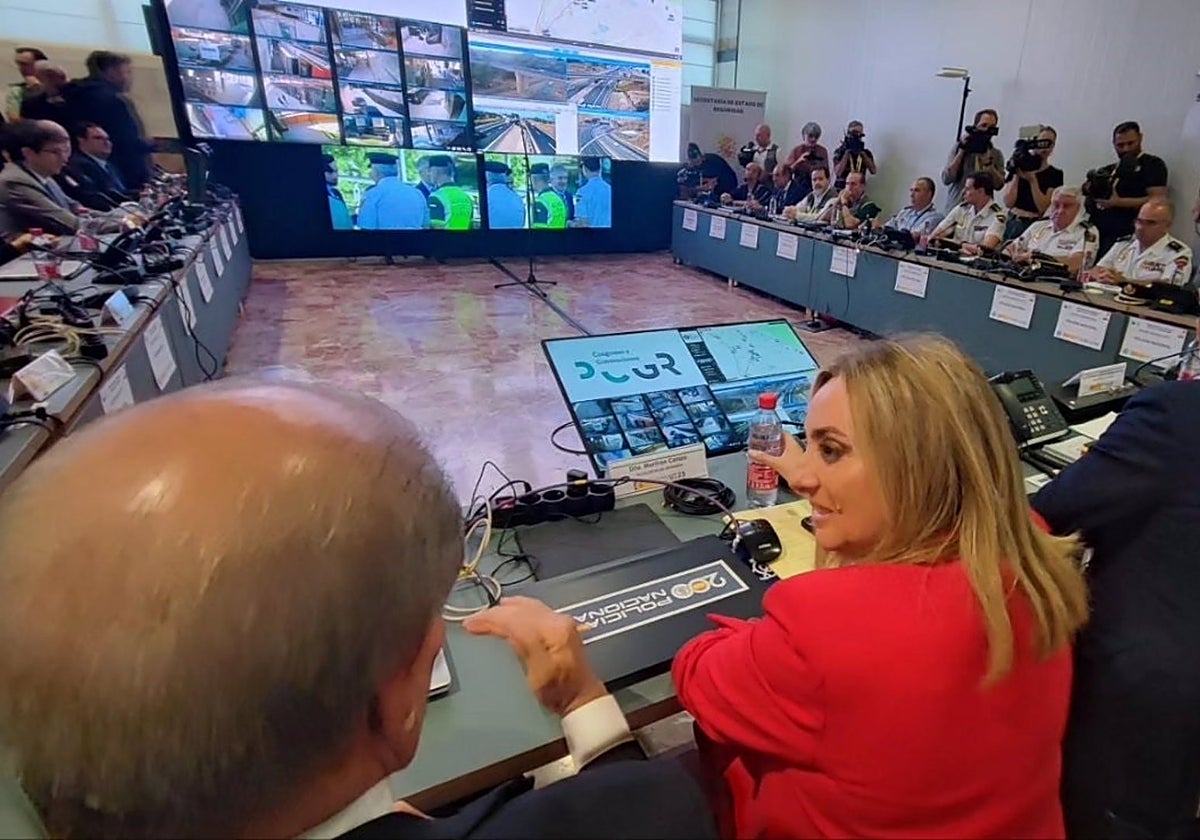 Marifrán Carazo, en el centro coordinador de seguridad de la cumbre, el pasado miércoles