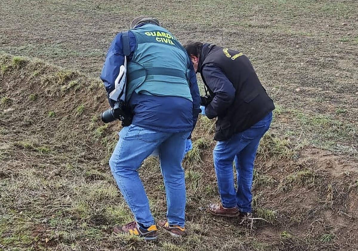 Agentes de la Guardia Civil investigan la zona donde se produjo el ataque