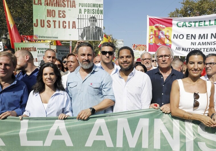 Líderes de Vox, el pasado 8-O en la manifestación contra la amnistía, en Barcelona