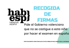 Mil firmas en un día en apoyo a la niña de Valencia que suspendió Geografía por hacer el examen en castellano
