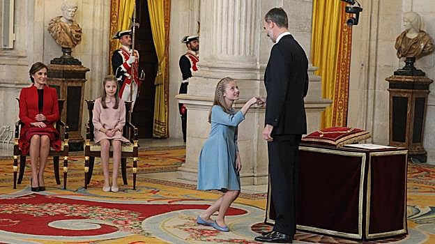 La Princesa Leonor durante el acto de imposición del Tosión de Oro
