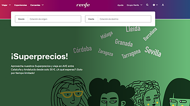 apartado web de la campaña «Superprecios» de Renfe