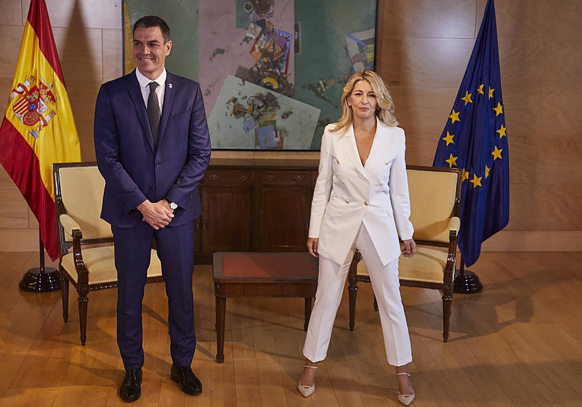 Pedro Sánchez y Yolanda Díaz, en un acto institucional