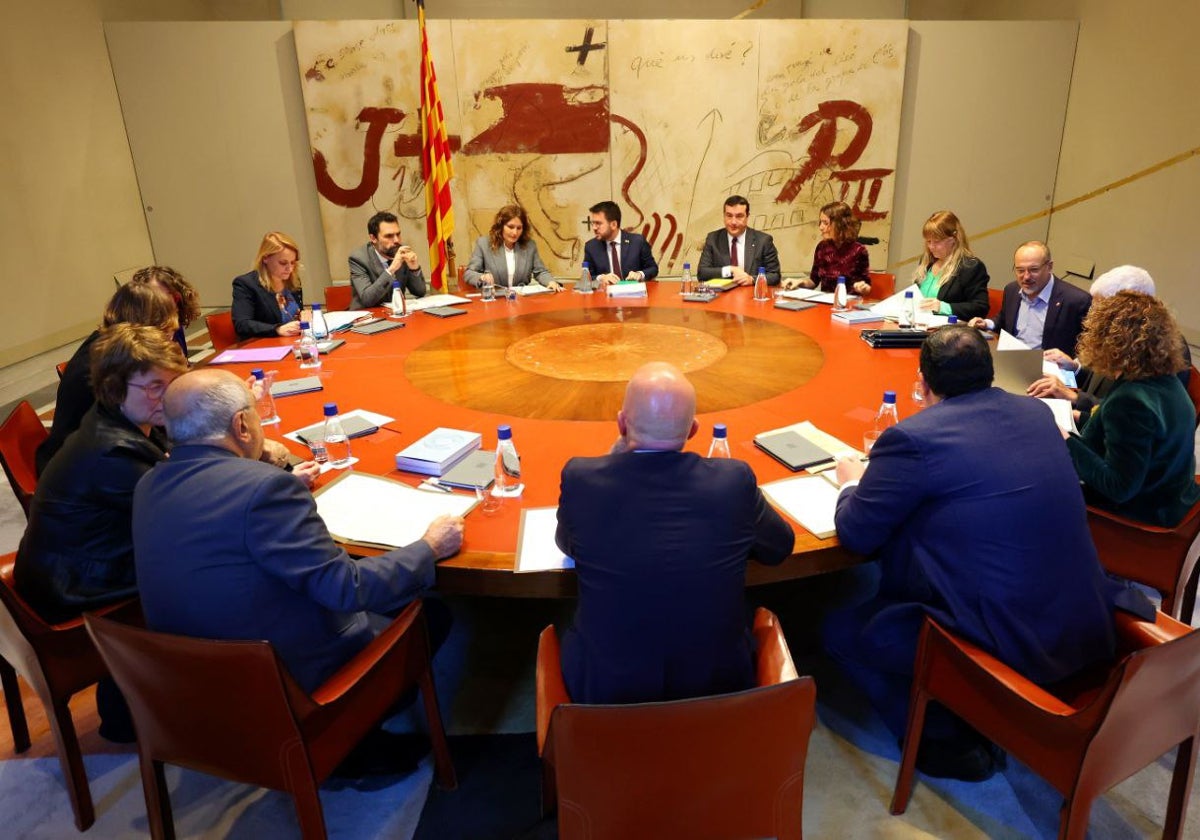 Reunión del Govern catalán, hoy, antes de la rueda de prensa de la portavoz, Patrícia Plaja