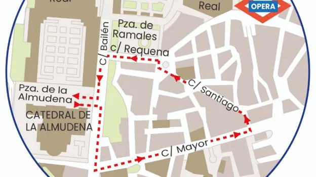 Recorrido de la procesión de la Virgen de la Almudena