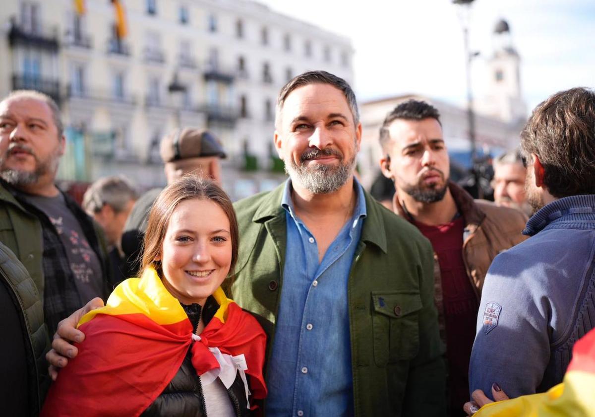 Abascal, durante la protesta contra la amnistía en Sol