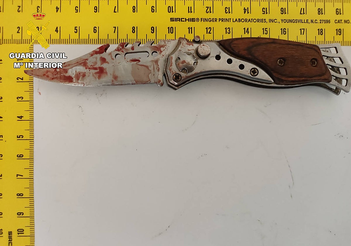 Imagen de la navaja con la que una mujer apuñaló a su amigo en Piles