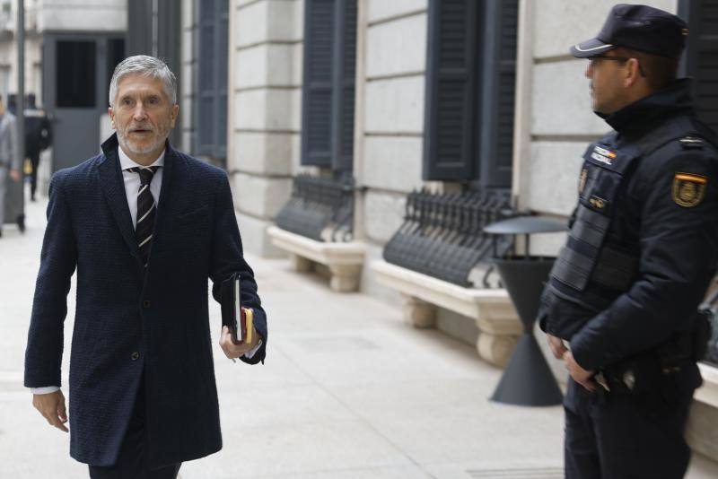 El ministro del Interior, Fernando Grande-Marlaska, en su llagada al Congreso