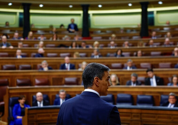 Sánchez, ayer durante la primera sesión de investidura