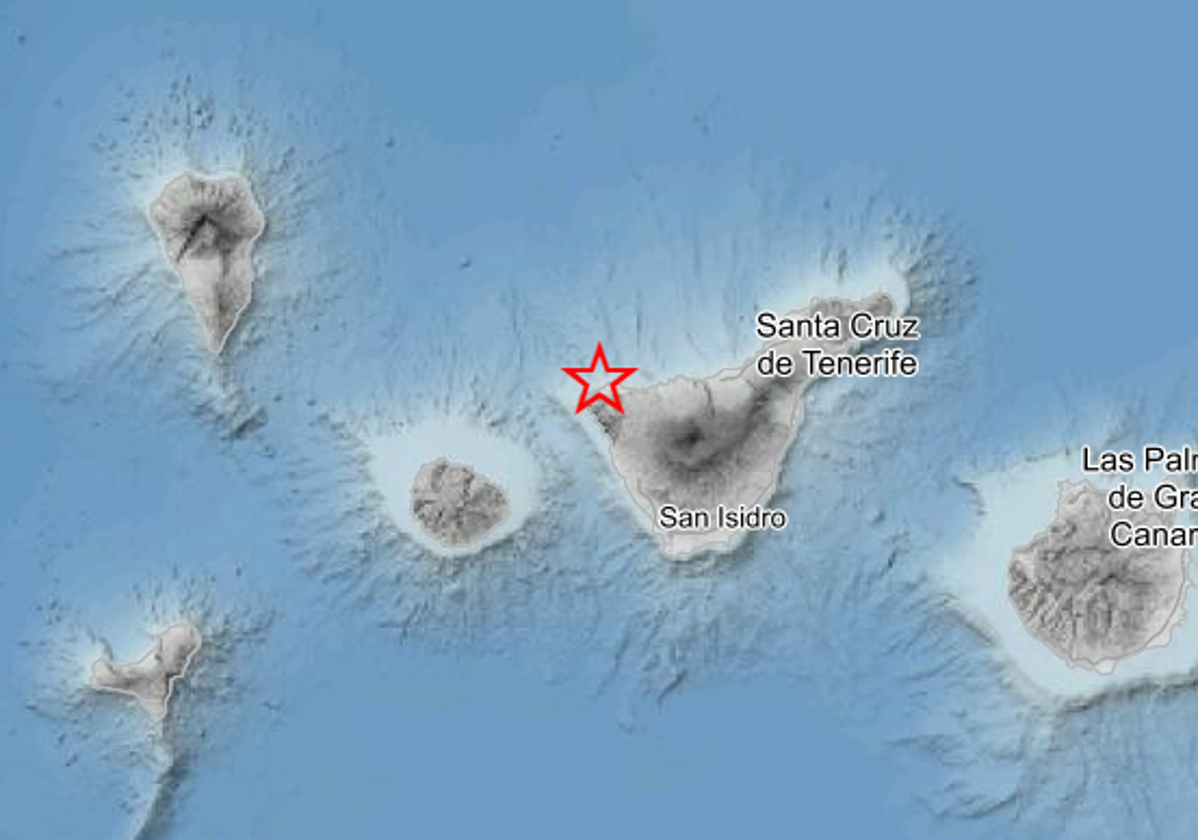 Imagen del punto exacto donde se ha registrado el terremoto en Tenerife de magnitud 3,3