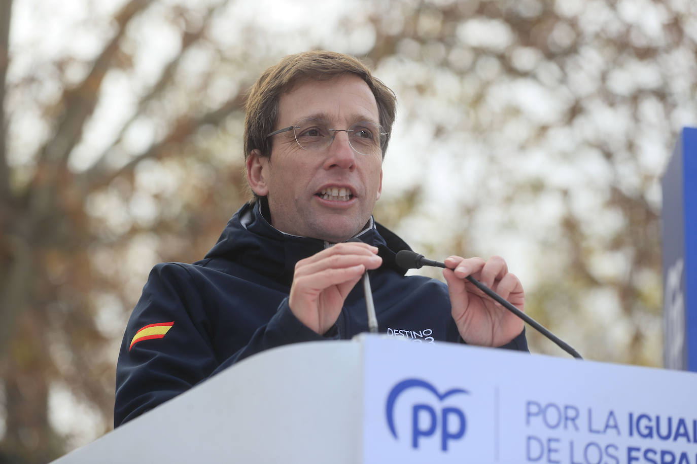 José Luis Martínez-Almeida, alcalde de Madrid, durante su discurso en el acto contra la amnistía y la igualdad de los españoles