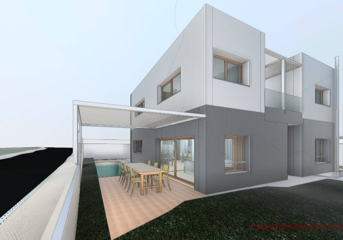 Maqueta de la casa de Ogíjares con madera de chopo como principal elemento de la estructura
