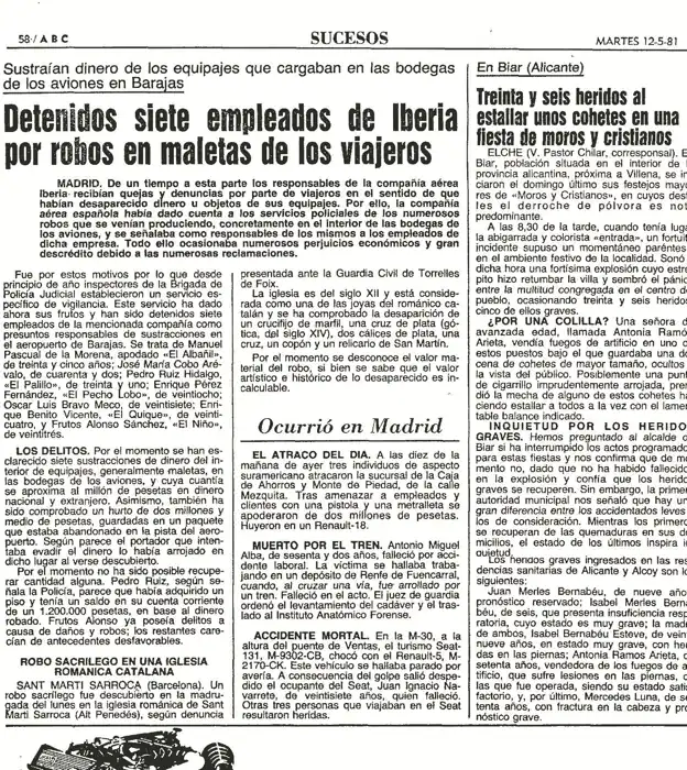 Página de torrevieja news today, del 12 de mayo de 1981, que informó del «robo sacrílego»