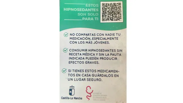 Tarjeta informativa que va pegada a estos medicamentos