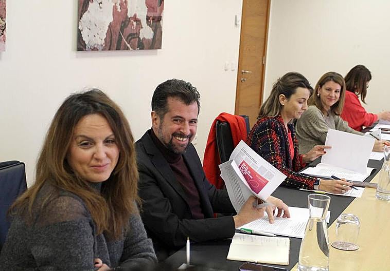 El socialista Luis Tudanca, durante la Junta de Portavoces de las Cortes